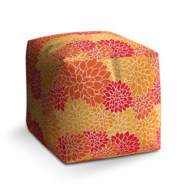 Taburet Cube Barevné květiny: 40x40x40 cm