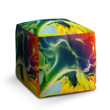 Taburet Cube Duhová květina: 40x40x40 cm