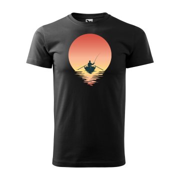 Tričko s potiskem Rybář při západu slunce