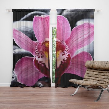 Závěs Růžová orchidea: 2ks 140x250cm