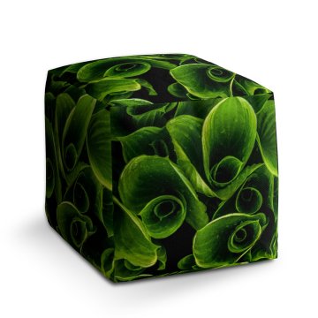 Taburet Cube Zelené listy: 40x40x40 cm