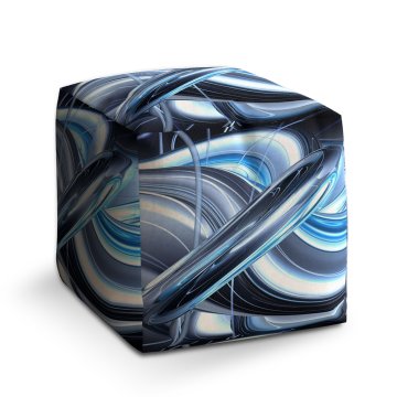 Taburet Cube Modrá abstrakce: 40x40x40 cm