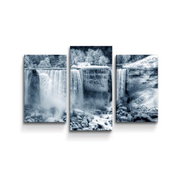 Obraz - 3-dílný Černobílý vodopád