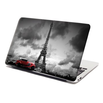 Samolepka na notebook Eiffelova věž a červené auto