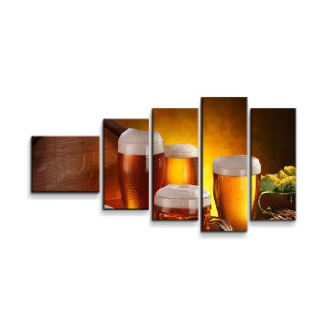 Obraz - 5-dílný Krýgly s pivem
