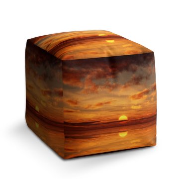 Taburet Cube Oranžové slunce: 40x40x40 cm