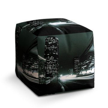 Taburet Cube Noční ulice: 40x40x40 cm