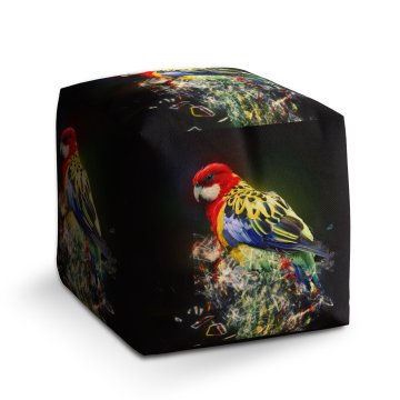 Taburet Cube Barevný papoušek: 40x40x40 cm