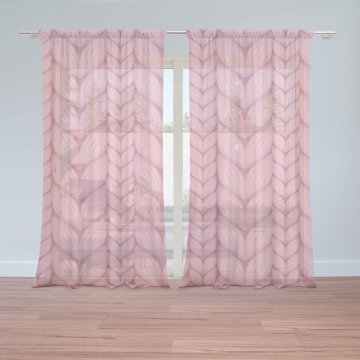 Záclony Střídajíci růžové pletení: 2ks 150x250cm