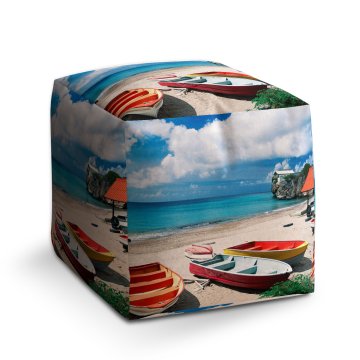 Taburet Cube Loďky na pláži: 40x40x40 cm