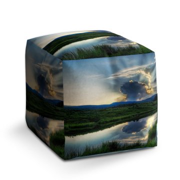 Taburet Cube Mrak nad řekou: 40x40x40 cm