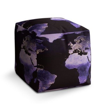 Taburet Cube Světelná mapa světa: 40x40x40 cm