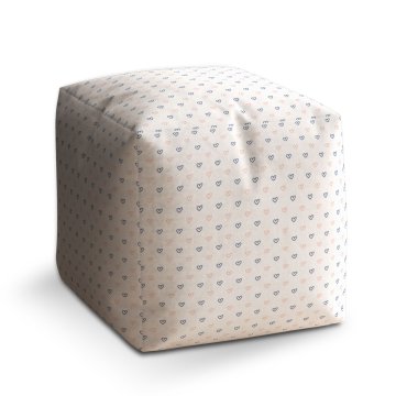 Taburet Cube Srdíčka na bílé: 40x40x40 cm