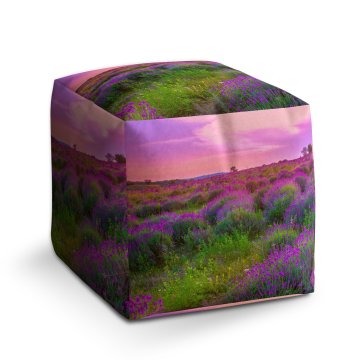 Taburet Cube Levandulové pole 2: 40x40x40 cm