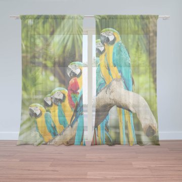 Záclony Papoušci na větvi: 2ks 150x250cm