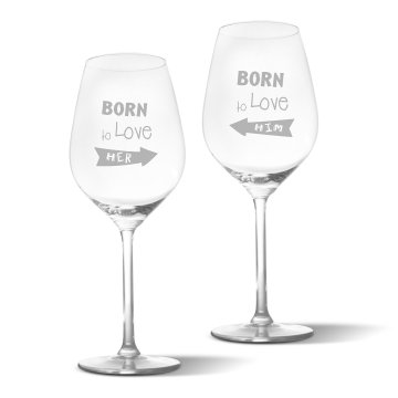Skleničky na víno Born to love : 2 x 49 cl
