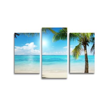 Obraz - 3-dílný Pláž s palmami