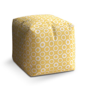 Taburet Cube Bílé kruhy na žluté: 40x40x40 cm
