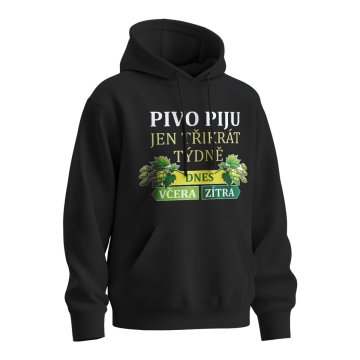 Mikina s potiskem Pivo piju jen třikrát týdně