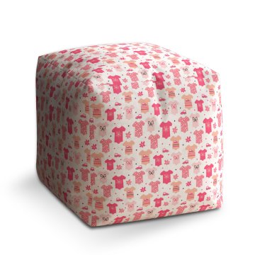 Taburet Cube Růžové oblečky: 40x40x40 cm