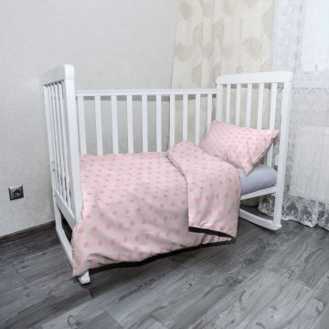 Mikroplyšové dětské povlečení do postýlky Růžové puntíky