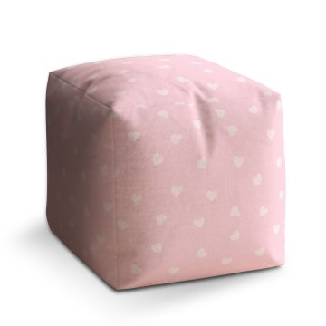 Taburet Cube Růžová srdíčka: 40x40x40 cm