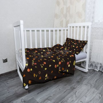 Dětské povlečení do postýlky Podzim na černé