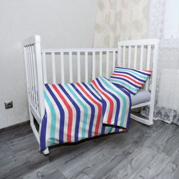 Mikroplyšové dětské povlečení do postýlky Barevné veselé pruhy