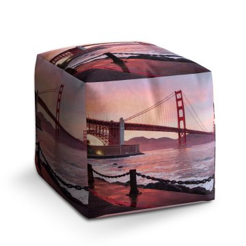 Taburet Cube Golden Gate: 40x40x40 cm