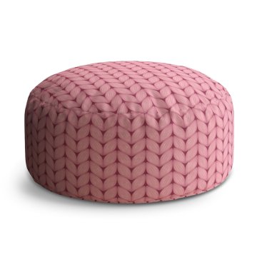 Taburet Circle Růžové pletení z vlny: 40x50 cm