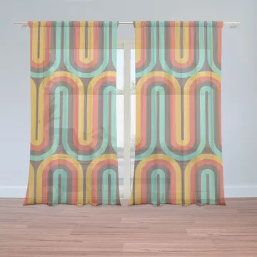 Záclony Retro vlny: 2ks 150x250cm