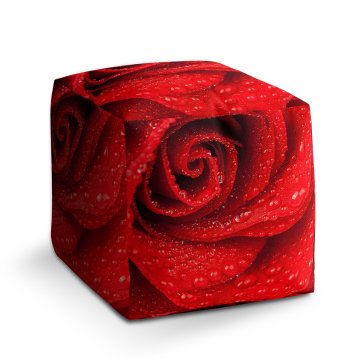 Taburet Cube Květ růže: 40x40x40 cm