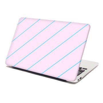 Samolepka na notebook Modré pruhy na růžové