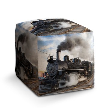 Taburet Cube Parní lokomotiva: 40x40x40 cm