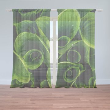 Záclony Zelené listy: 2ks 150x250cm