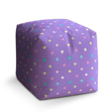 Taburet Cube Hvězdy na fialové: 40x40x40 cm