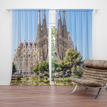 Závěs Barcelona Sagrada Familia: 2ks 140x250cm