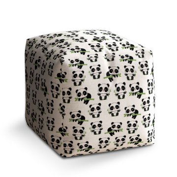 Taburet Cube Pandy s větvičkou: 40x40x40 cm